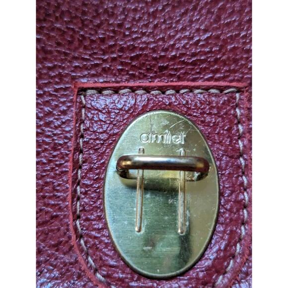 Vintage Amiiet Burgundy Leather Backback Bag Truly Unique 70s - Picture 3 of 8